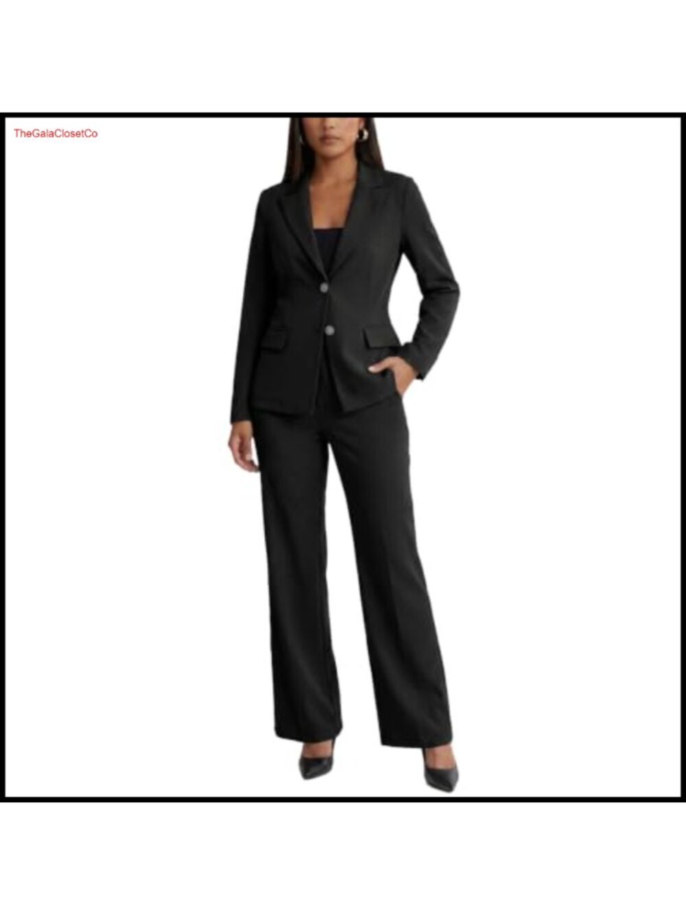 Women's 2 Piece Pantsuit Long Sleeve Blazer Straight Leg Pants Business Casual